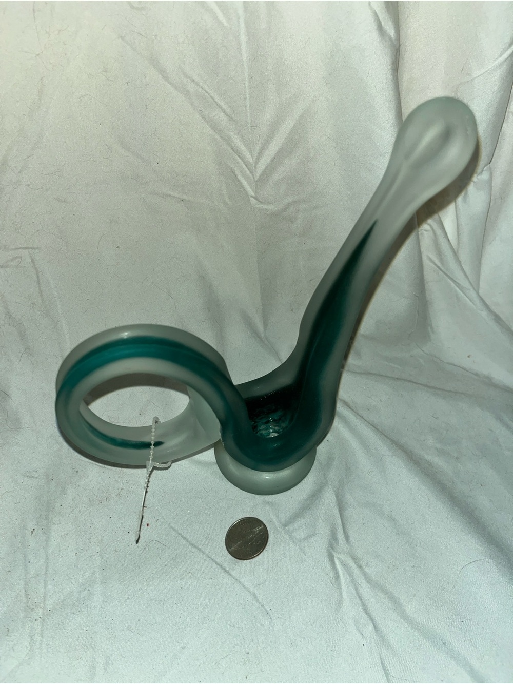 Vintage Polish Art Glass Candlestick Holder – Matte Forest Green